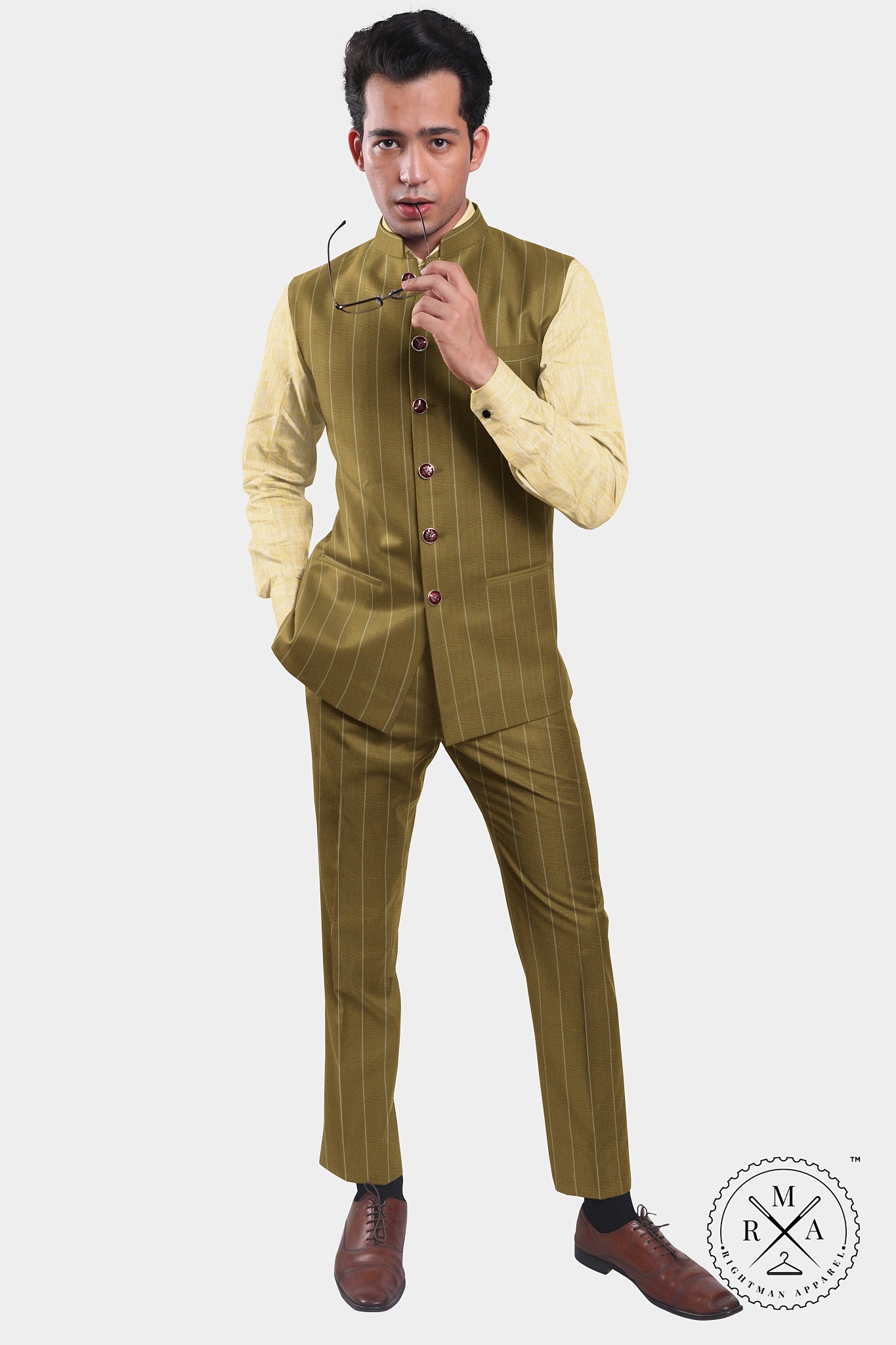 Brown Striped Half Jacket SU248